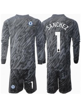 Chelsea Robert Sanchez #1 Torwart Auswärts Trikotsatz für Kinder 2024-25 Langarm (+ Kurze Hosen)